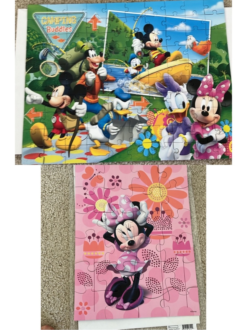 2 Disney Puzzle sets Minnie + Bonus Minnie Ears Party decorations!